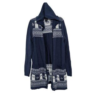 Doctor Who Her Universe Cardigan Womens Size Medium Blue Knit Tardis Hooded